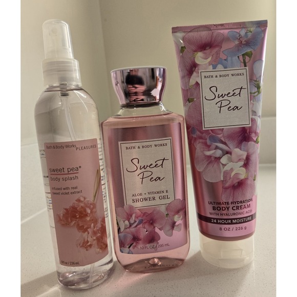 Bath & Body Works SWEET PEA Hyaluronic Body Cream, Body Splash, & Shower Gel - Picture 1 of 2